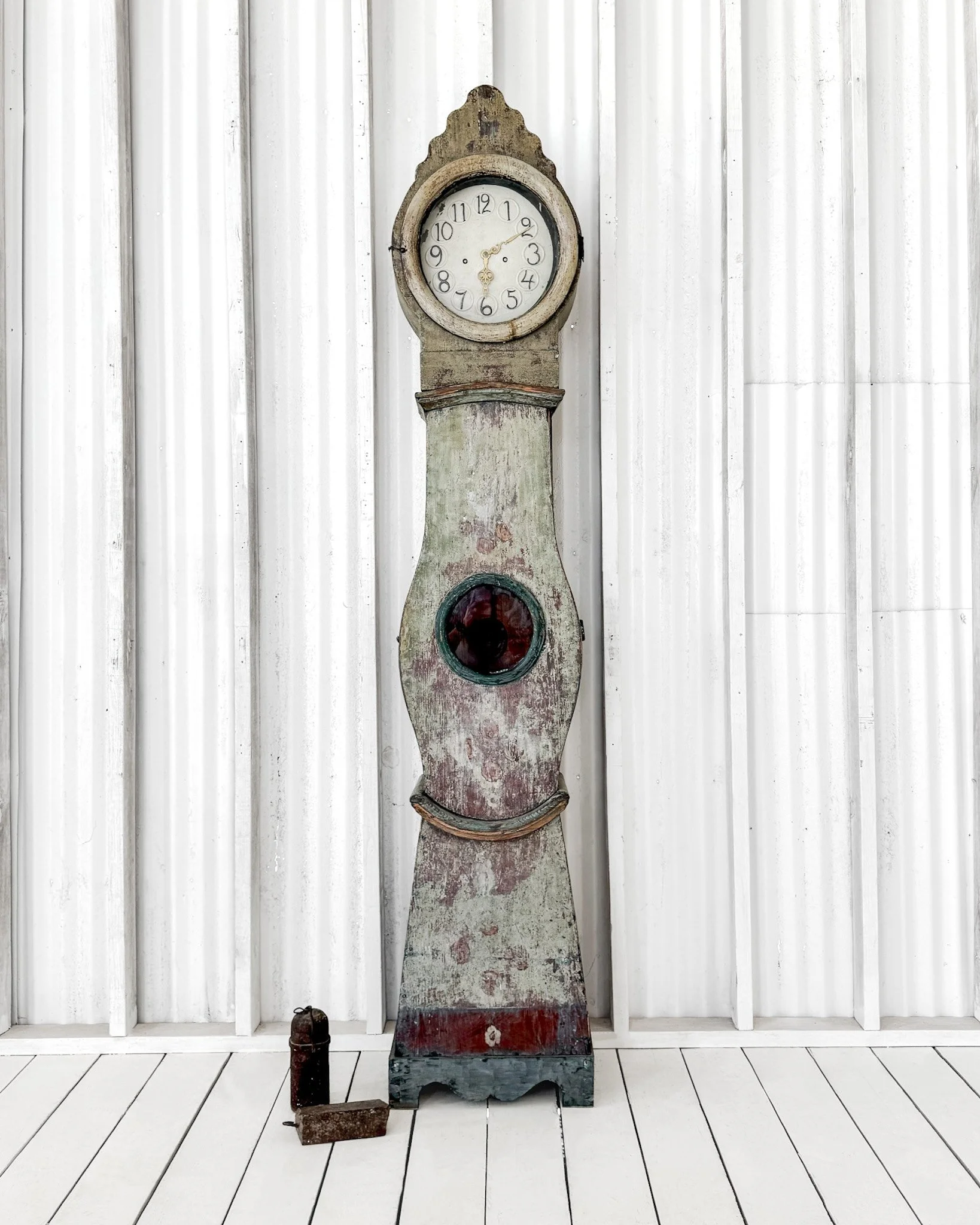 Large Antique Swedish Mora Clock with Original Paint — East End